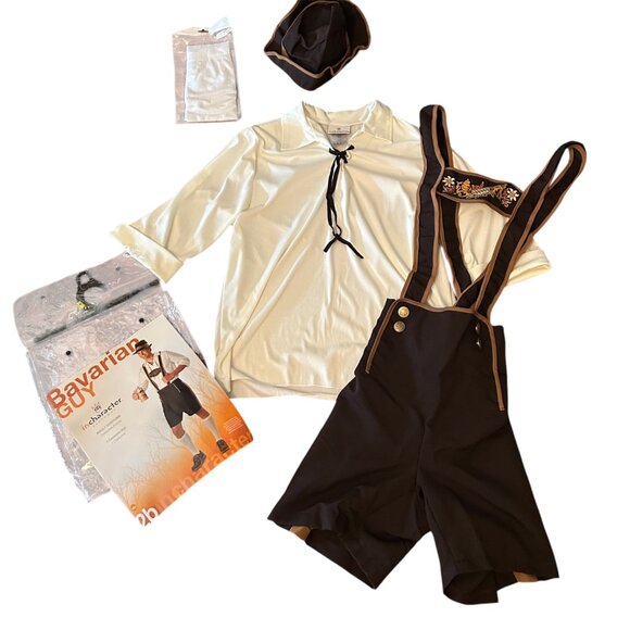 Men's Brown Lederhosen Costume - Picture 2 of 14